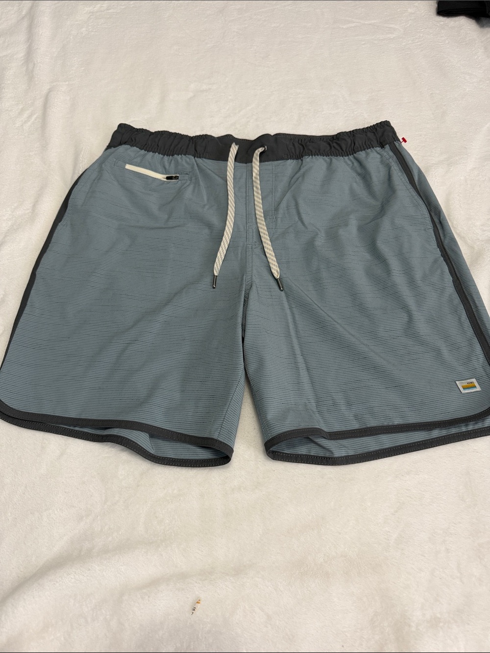 Vuori Men's Light Blue Athletic Shorts with Grey Trim